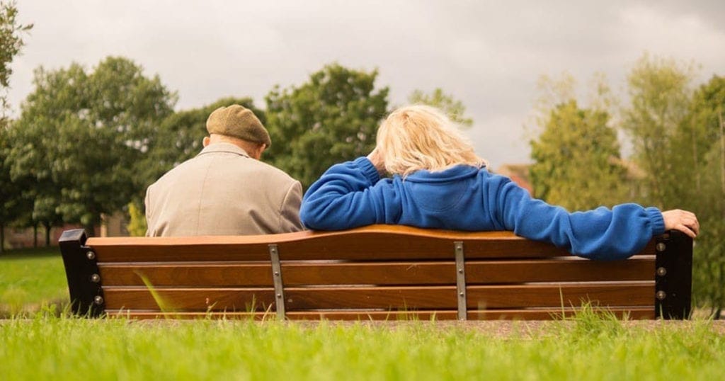 Couple on a bench.