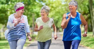 Elderly women exercising.