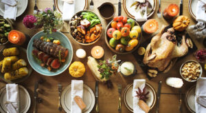 Overview of holiday food feast